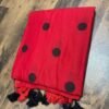 Red Pure Mul Cotton Saree – Designer Ball Print Collection