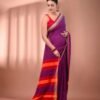 Purple Exclusive Pure Cotton Saree with All-Over Weaving Border
