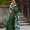 Green Exclusive Pure Cotton Saree with All-Over Weaving Border
