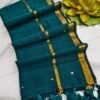 Rama Green Gini Work Mul Cotton Saree – Antique Zari Border Exclusive