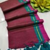 Maroon Handloom Pure Mul Cotton Saree with Elegant Gini Work