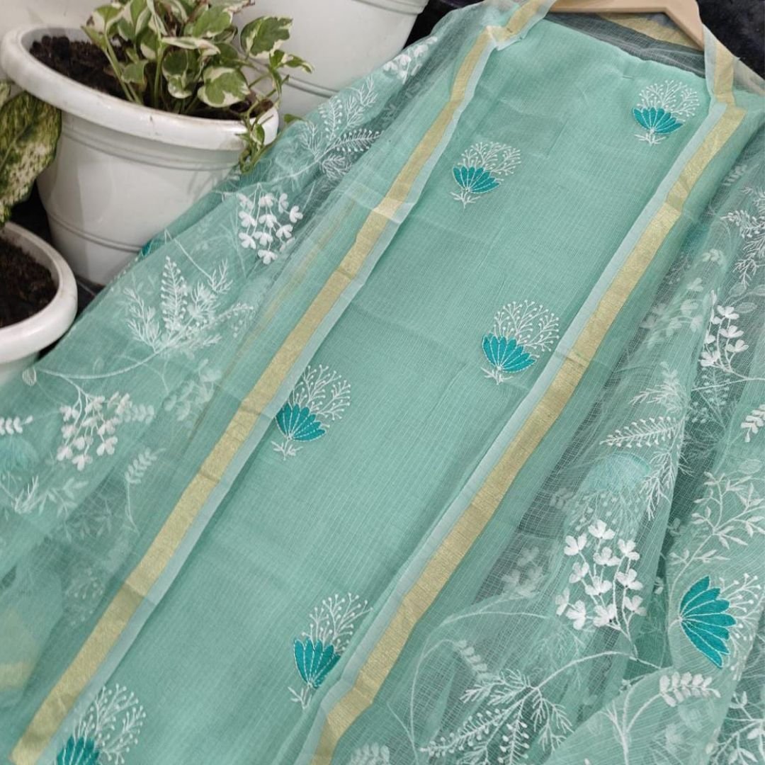 Sky Blue Kota Doria Dress Materials ( Bottom for 200inr )