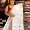 White Korat soft dhakai jamdani saree