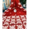 Red and White Handloom Applique Work Saree
