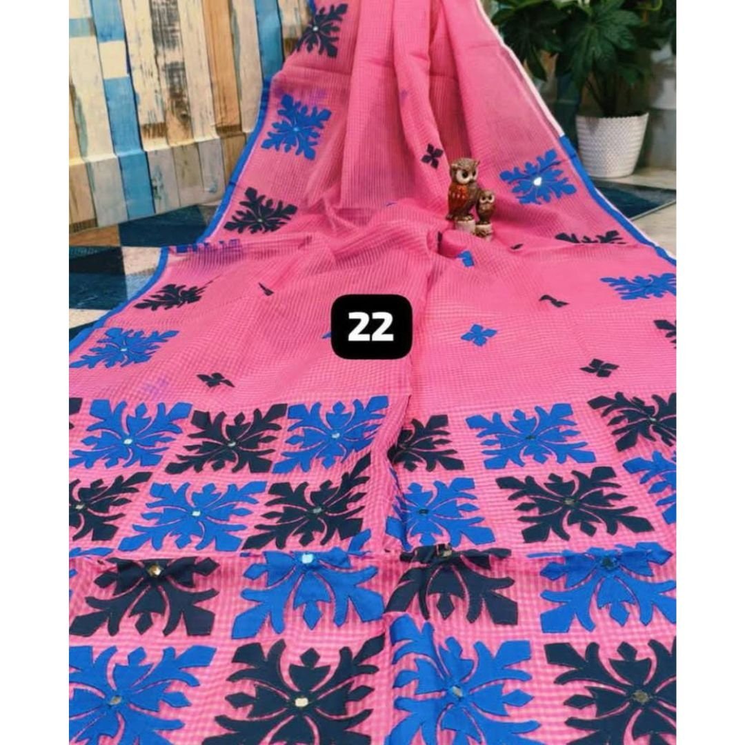 Baby pink Handloom Applique Work Saree