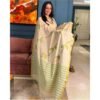 Off White Baluchari Dress Materials ( Top+Dupatta )