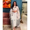 White Baluchari Dress Materials ( Top+Dupatta )