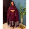 Marron Baluchari Dress Materials ( Top+Dupatta )