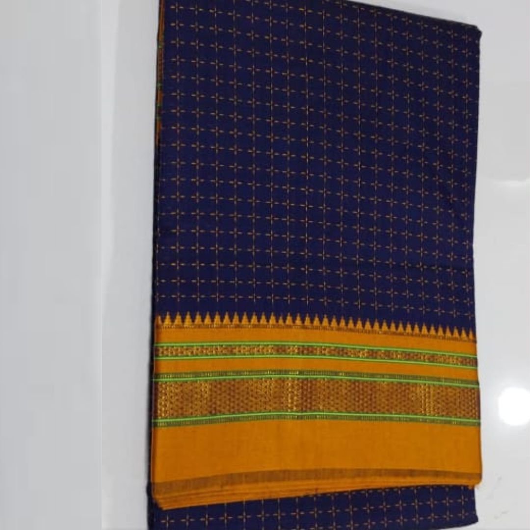 Blue Ilkal Chikki Chandram Patterned Saree