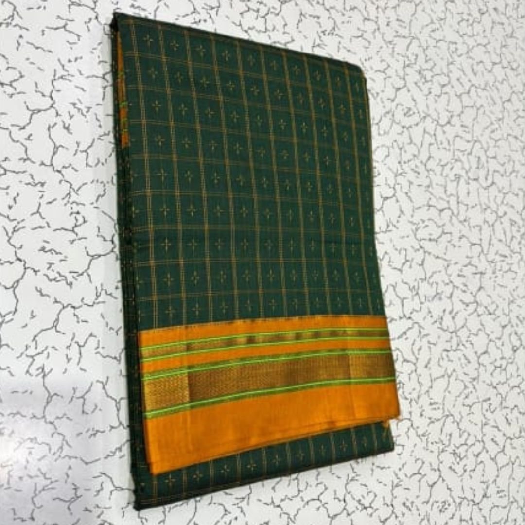 Bottle Green Classic Ilkal Chikki Chandram Patterned Sarees