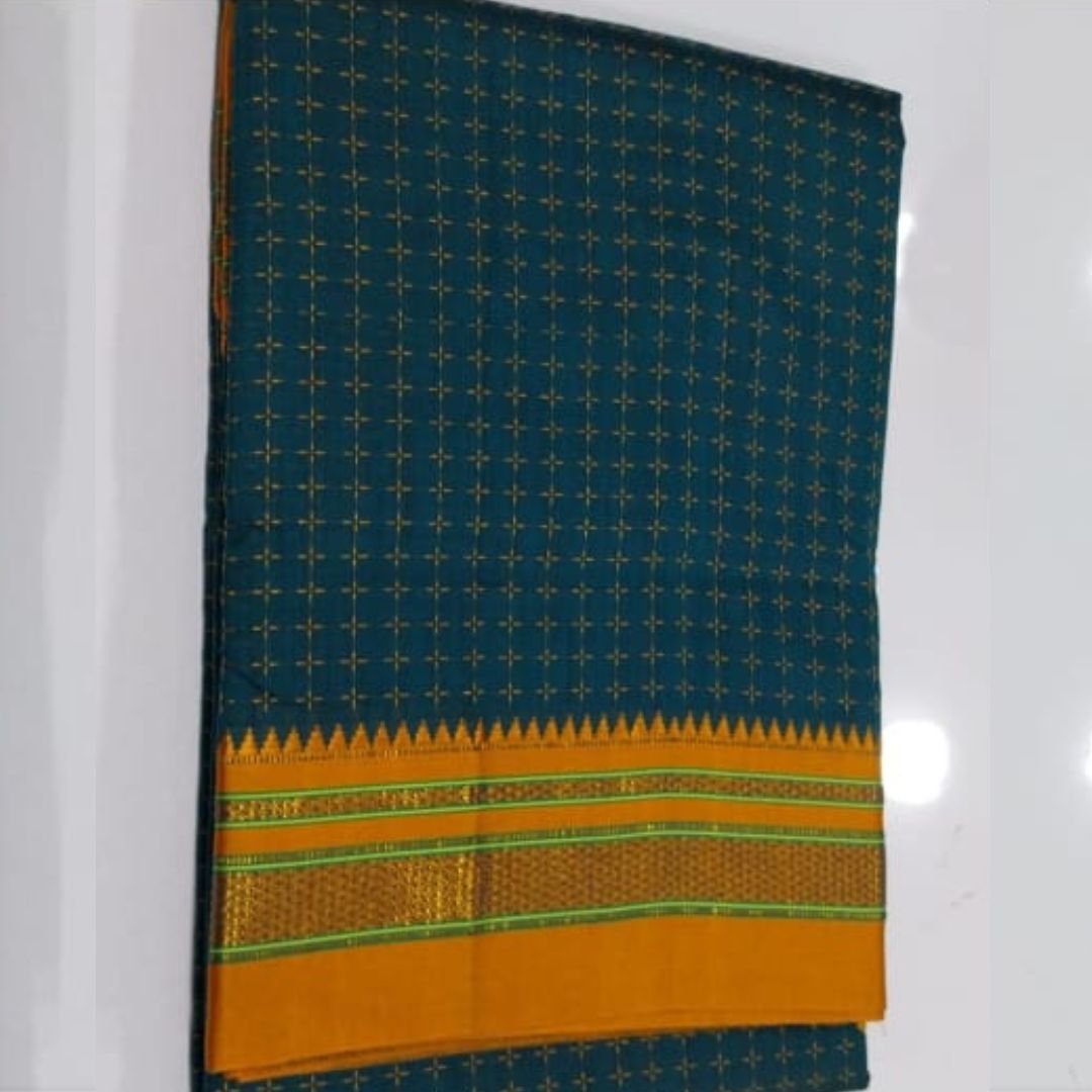 Rama Blue Ilkal Chikki Chandram Patterned Saree