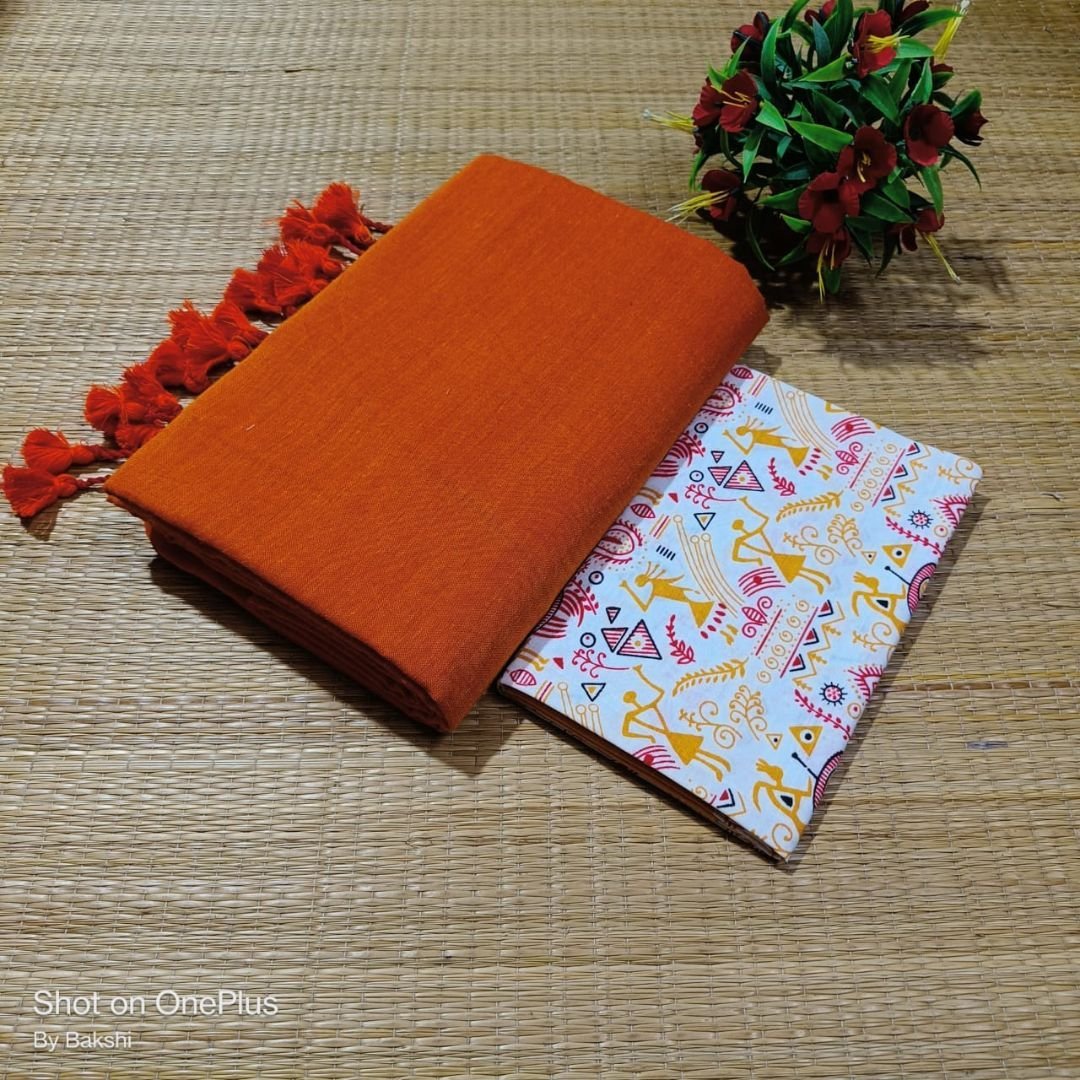 Orange Khadi Cotton Handloom
