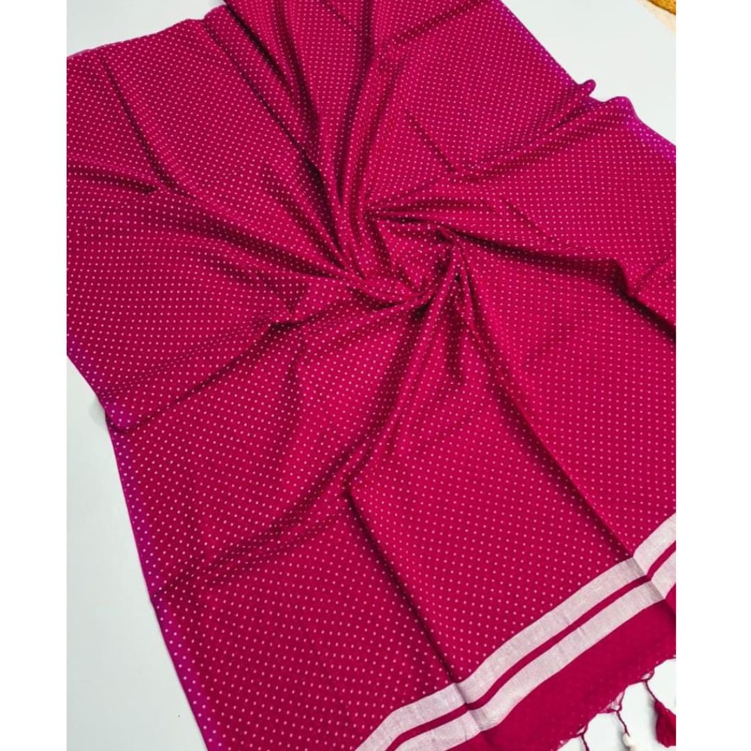 Magenta Mul Cotton Polka Dot