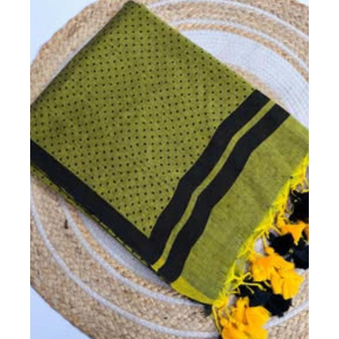 Green Mul Cotton Polka Dot