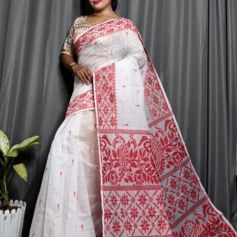Ivory White with Red Border