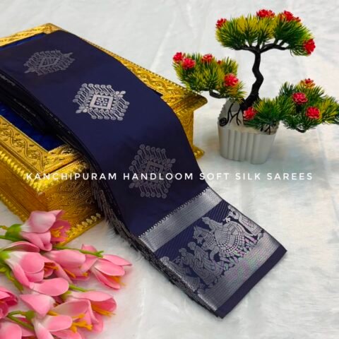 Indigo Blue & Silver Temple Border