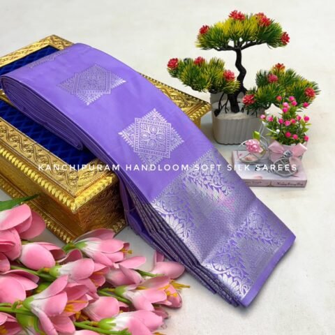 Lavender Purple & Silver Zari