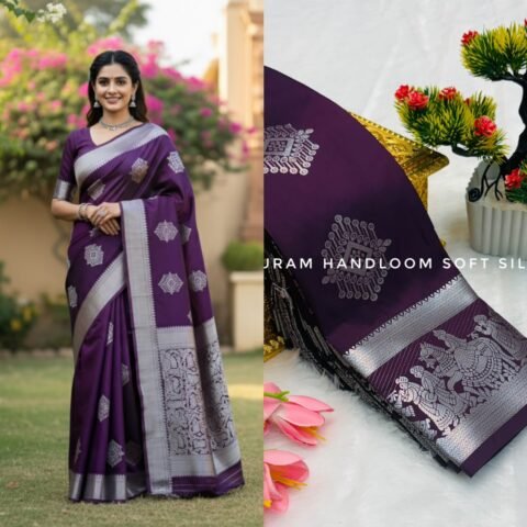 Deep Plum Purple & Silver Border