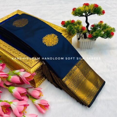 Midnight Blue & Rich Gold Zari