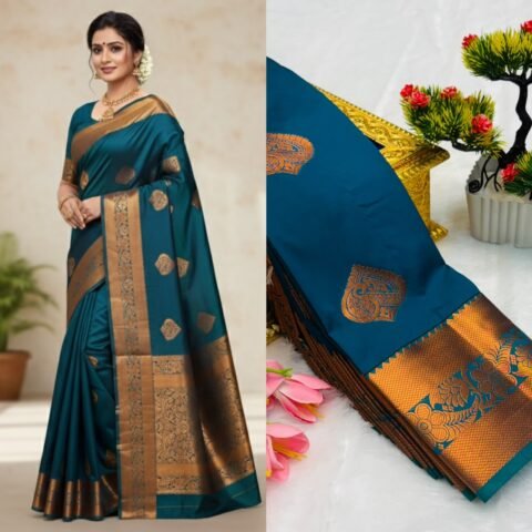 Teal Blue & Antique Gold Border