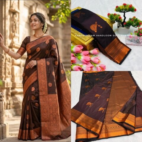 Dark Cocoa Brown & Copper Gold