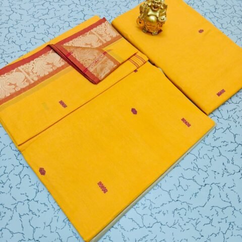 Chettinadu Cotton Summer special collection - Sunflower Yellow & Maroon