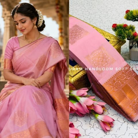 Baby Pink & Rose Gold Zari