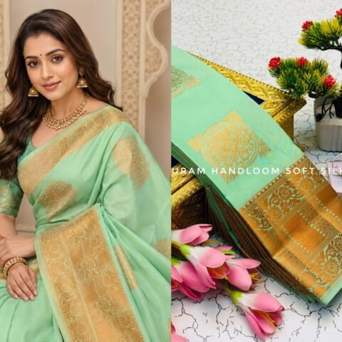 Mint Green & Classic Gold Zari